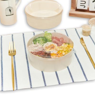 China Recycled Materials Food Service Tableware Supplier Disposable Round Sushi Lunch Take Out Wooden Box for sale