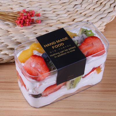 China Custom Recyclable Acrylic Transparent Tiramisu Square Cake Box Cake Food Clear PS Cupcake Packaging Plastic Boxes With Lid for sale