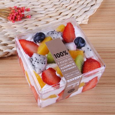 China Recyclable Plastic Transparent Candy Box Cookie Box Food Container Cookies Packaging Square Dessert Plastic Cake Box for sale