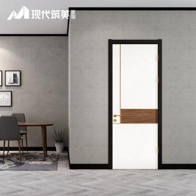 China Simple Design MDF Water Sound Insulation Fireproof Interior Silent Soundproof Plywood Interior PVC Wooden Door For Houses for sale