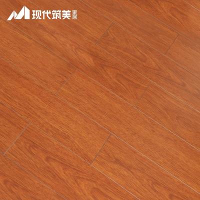 China Modern High Gloss Red Wood Laminate Sandal Flooring Laminated Parquet For Residential for sale