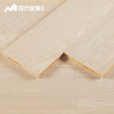 China Modern Easy Clean Lock Water Resistant Oak Hardwood Slabs 12mm Engineered White Wood Parquet Flooring for sale