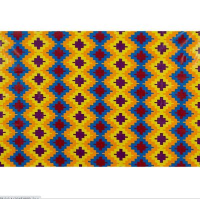 China Waterproof custom print fabric african bazin blue yellow materials lace up wedding dresses textile fabric for sale