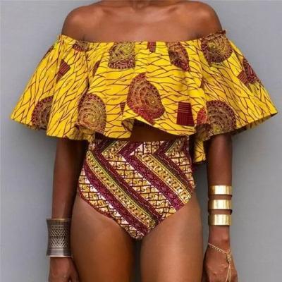 China Waterproof custom design appreal print spaghetti ankara stertch wax fabric african swimwear yoga dress for women for sale