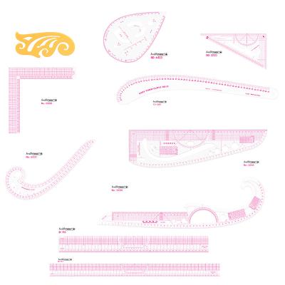 China Hot Sale Plastic Ruler Set Sewing Plastic Ruler For Cloth Cutting Drawing Tailor for sale