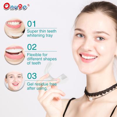 China Heathy Teeth Whitening OEM 2Pcs/Set Food Grade Use Teeth Withening Easy Cleaning Whitening Prefilled Gel Teeth Whitening Trays for sale