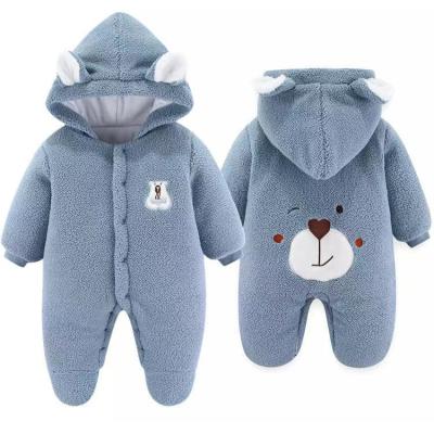 China Wholesale Hot Sale Amazon 100% Polyester Baby Clothes Girls Winter Baby Rompers Infant Clothes Hoodie Sheared Warm Babies Boy Snowsuit for sale