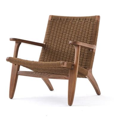 China Nordic Modern Hotel Adjustable Lounge Rattan Lazy Armchair (Other) Chairs Furniture OEM Ash Wood Handmade OAK Woven Rope Lounge Chair for sale