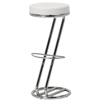 China Customized Modern Modern Round Bar Counter Stools Kitchen Furniture Chromed Metal Z Shaped Referee Chair Backless Bar Stool for sale