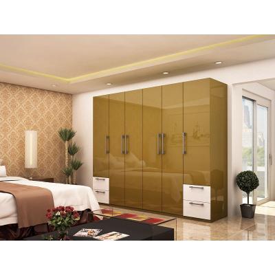 China Easy Assemble Plywood Modern Design Large Sliding Door Wardrobe Closet Storage Green and White Wardrobe for sale