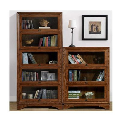 China Modern Home Use 3 Layers Solid Ash Wood Book Shelves With Doors for sale