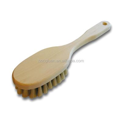 China Long Handle Smooth Surface Round Handle Shower Hook Bath Body Brush Bamboo Wood Material Wholesale for sale