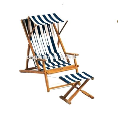 China Wholesale Portable Canvas Folding Beach Chair Easy-Carry Wooden Deck Chair for sale