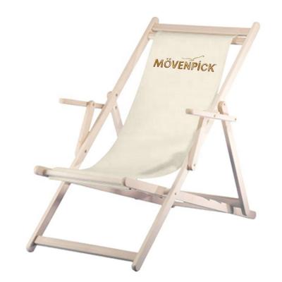 China Comfortable Custom Logo Outdoor Wooden Foldable Sea Beach Chairs for sale