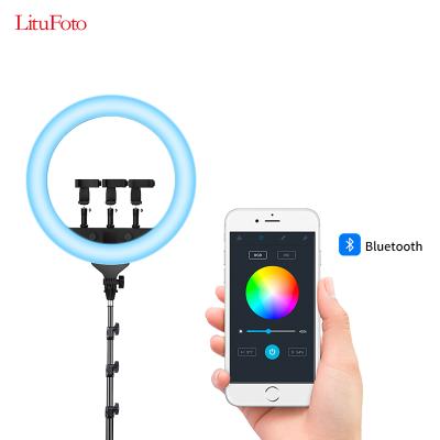 China LituFoto Professional PORTABLE Photographic Lighting Live Stream LED Ring Light With Adjustable Tripod Stand for Photography Studio for sale