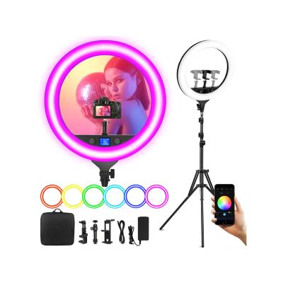 China Creative Magic PORTABLE RGB Ring Light Smart Phone App LED Remote Control Ringlight Photography Lighting 18