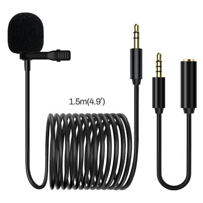 China LituFoto 3.5mm Jack 1.5m Length Lavalier Microphone Omnidirectional 360 Degree Pickup Condenser Electret Microphone for sale