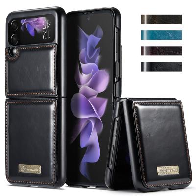 China Shockproof Leather Card Slot Phone Case For Samsung Z Flip 3 Soft TPU Cover Device For Galaxy Z Flip3 5G SM-F711B Ultra Slim Phone Case for sale