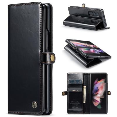 China Shockproof Pads Cell Phone Accessories For Samsung Z Fold 3 Case Magnet Kickstand Luxury Wallet Mobile Case For Galaxy Z Fold 3 Case for sale