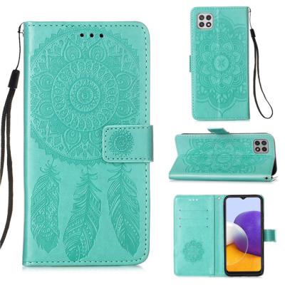 China Luxury Embossed Anti-fall Wallet Leather Case For Samsung Galaxy A22 4G 5G Magnetic Soft Cover Flip Cover For Samsung A82 5G TPU Inside for sale