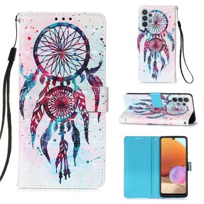 China Lovely Pattern Shockproof Flip Leather Stand Cover Pouch For Samsung Galaxy A32 4G 3D Cartoon Wallet Leather Phone Case for sale