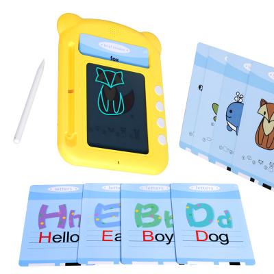 China Educational Early Educational 2 in 1 Doodle Board Writing Tablet Teaching Machine Audible Talking Animal Flash Cards Electronic Study Toy for sale