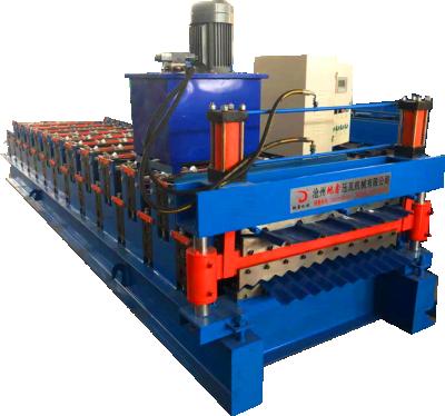 China Automatic Hydraulic Oil Work Corrugated And Trapezoidal Roof Panel Step Tile Making Machine High Quality Double Layer Cold Forming for sale