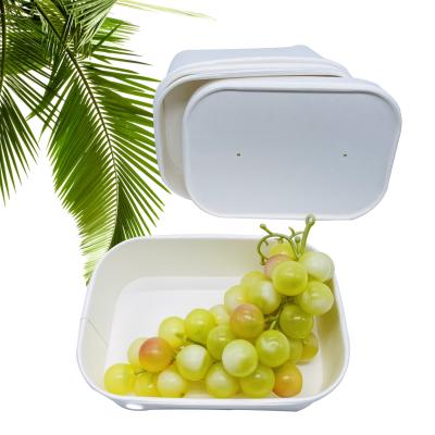 China Biodegradable Disposable Food Container Takeaway Food Container Kraft White Paper Lunch Boxes Food Packaging With Lid for sale