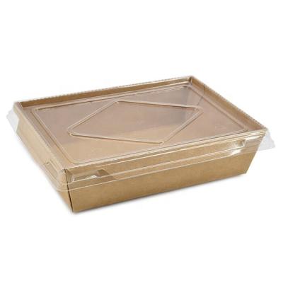 China Disposable Wholesale Compostable Deli Wrapping Paper Food Packaging Salad Box With Lid for sale