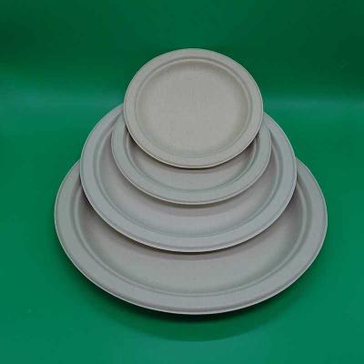 China waterproof & 6/7/9/10inch Sugar Cane Pulp Bagasse Round Oil Proof Biodegradable Dish for sale