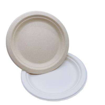 China waterproof & new biodegradables bagasse oil-proof platos disposable restaurant dinner pulp paper sugar cane dish for sale