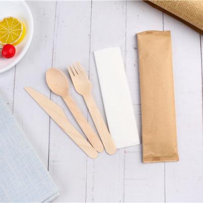 China Disposable Natural Compost Birch Wooden Spoon/Biodegradable Bulk Forks/Disposable Wooden Cutlery Knife Set for sale