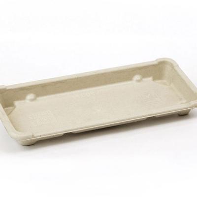 China 100% Biodegradable Biodegradable Sugar Cane Trays Compostable Bagasse Sushi Box With Lid for sale