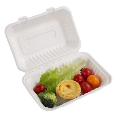 China biodegradable & 9*6*3 Compostable Lunch Box Take Away Disposable Food Container Tableware Sugarcane Fiber Bamboo Pulp for sale