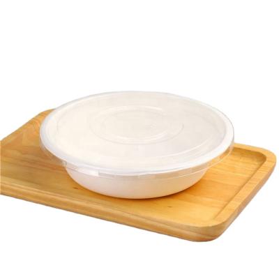 China Disposable Biodegradable Sugar Cane Bagasse Salad Bowl With PET Lid for sale