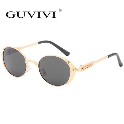 China Fashion GUVIVI sunglasses men shape sunglasses steampunk sunglasses round metal sunglasses 2019 for sale