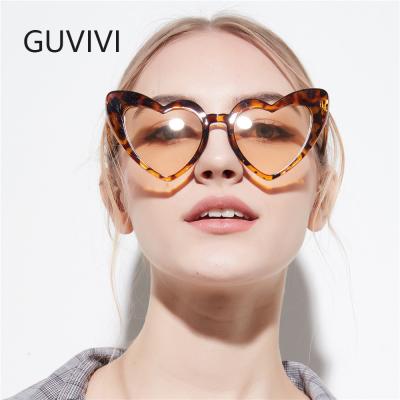 China Women Shape To GUVIVI Sunglasses Small MOQ Good Quality Custum Beautiful Heart View Women Stylish Sun Glasses 2021 Bulk for sale