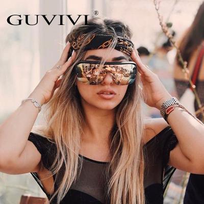 China Oversized Semi Rimless Sunglasses 2019 Fashion GUVIVI Sunglasses Women's Lens Sunglasses One Piece Sun Glasses for sale