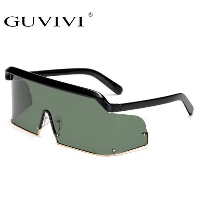 China Fashion GUVIVI Sunglasses One Piece Rimless Sunglasses Polarized Oversized Sunglasses Women 2019 Sunglasses for sale