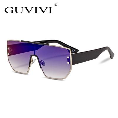 China GUVIVI Fashion Gradient Color Men's Sunglasses One Piece Adjust Oversized Sunglasses Women's Black Sunglasses for sale