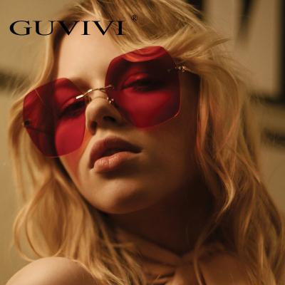 China Square Sunglasses 2019 Ocean Sun Glasses Sunglasses GUVIVI Fashion Rimless Women Sunglasses Women for sale