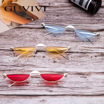 China 2020 New Cat Eye Sunglasses GUVIVI Eye Cat Eye Glasses Small Frame Sunglasses Women Half Frame Cat Eye Sunglasses for sale