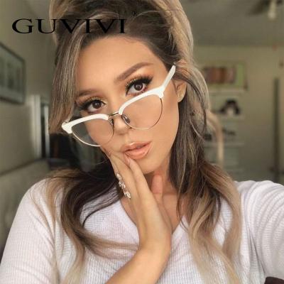 China New Fashion Retro Personality Anti-blue Light Flat Mirror Sunglasses GUVIVI Sunglasses Wholesaler China Wholesaler Small Glass Sunglasses Cat Eye Unique Optical Frame Custom for sale