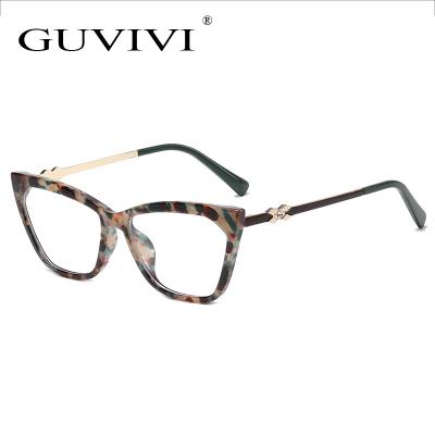 China Cat Eye GUVIVI Customized 2021 European Cat Eye Glass Frame And New American TR90 Anti-Blue Flat Lenses Reflect Unisex Wholesale for sale