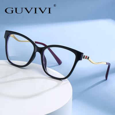 China Cat Eye GUVIVI customized light anti-blue cat-eye glasses 2021 fashion street trend glass shooting men and women with the same style for sale