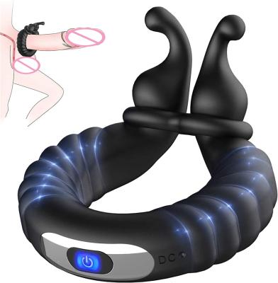 China Adult Male Masturbation Sex Toys for Men Extend Resistance Cock Ring Vibrating Male Masturbator Penis Vibrator for Men for sale