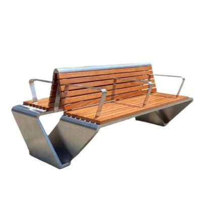 Chine Banc extérieur en métal SS304 avec le banc en bois d'accoudoir arrière avec des jambes en métal à vendre