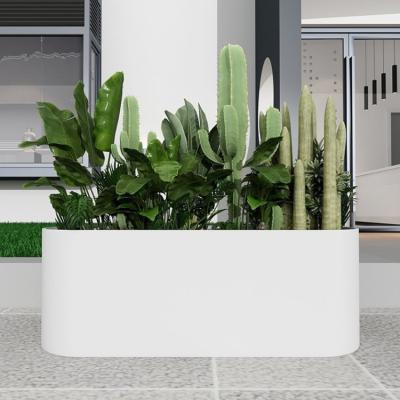 China White Matt Galvanized Steel Flower Pot Arc Shaped Rectangular Plant Pots for sale