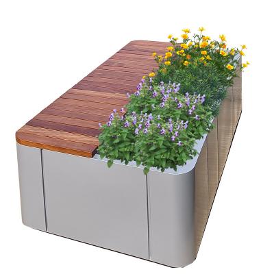 China Matte Commercial Garden Benches With Planters Decorative Outdoor Wooden Benches for sale