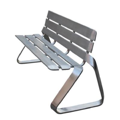 China Garden Mirror Stainless Steel Metal Bench Outdoor Leisure Park Seat With Back Rest for sale